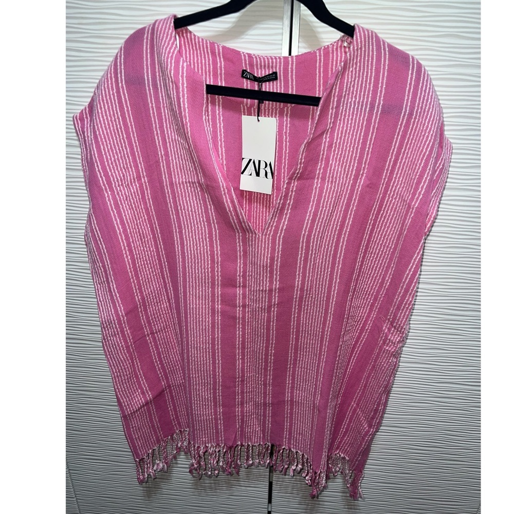 Zara fringed kaftan/beach coverup